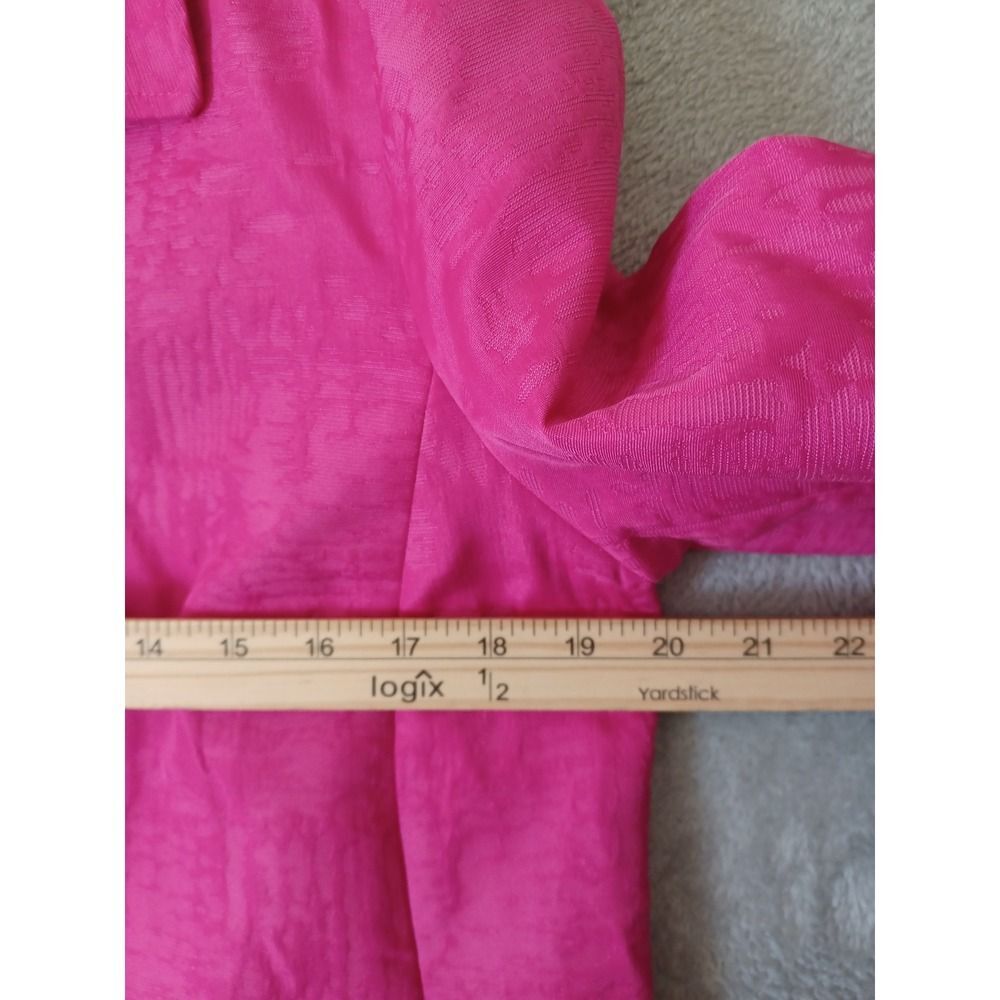 Chicos Pink Swing Jacket Sz 1 / M Textured 3/4 Sleeve Lightweight Preppy Office - Picture 7 of 11